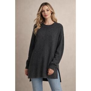 Autumn Cashmere Wool Charcoal Gray Side Slit Tunic Sweater size XL Revolve $348